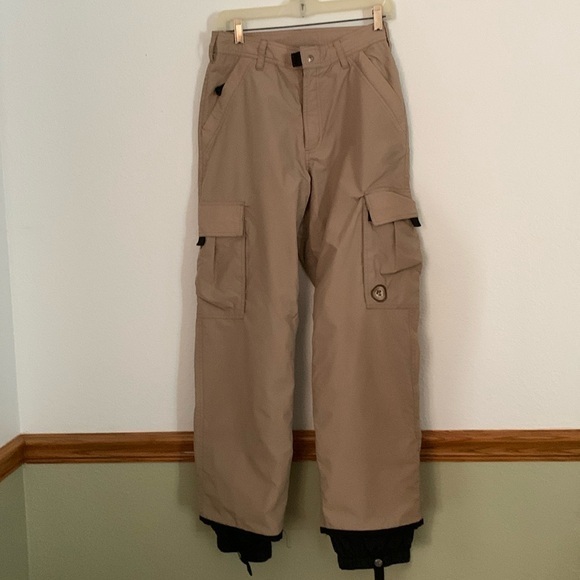 Mens Pirate Nylon Snow Ski pants Khaki Small - Picture 1 of 6